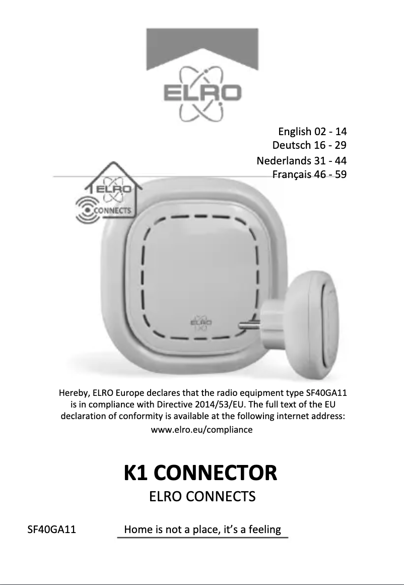 Page 1 de la notice Manuel utilisateur Elro AC-SF40PL