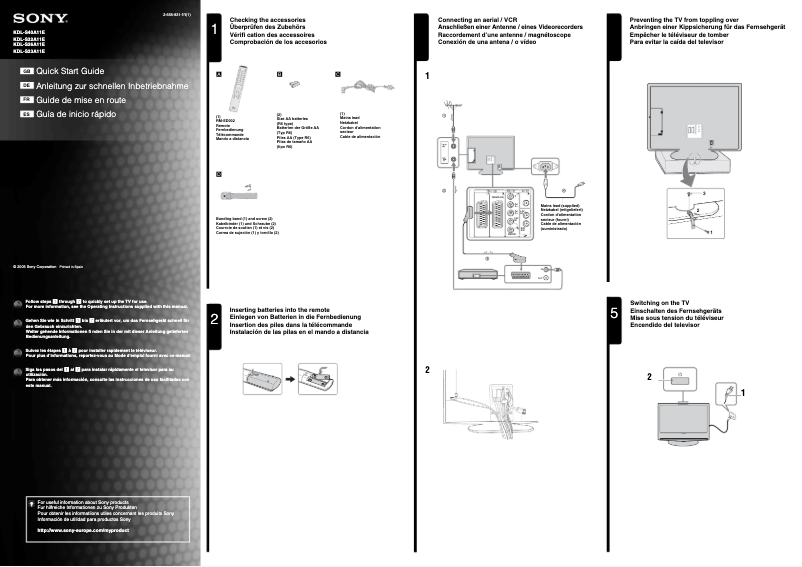 Image de la première page du manuel de l'appareil KDL-S32A11E
