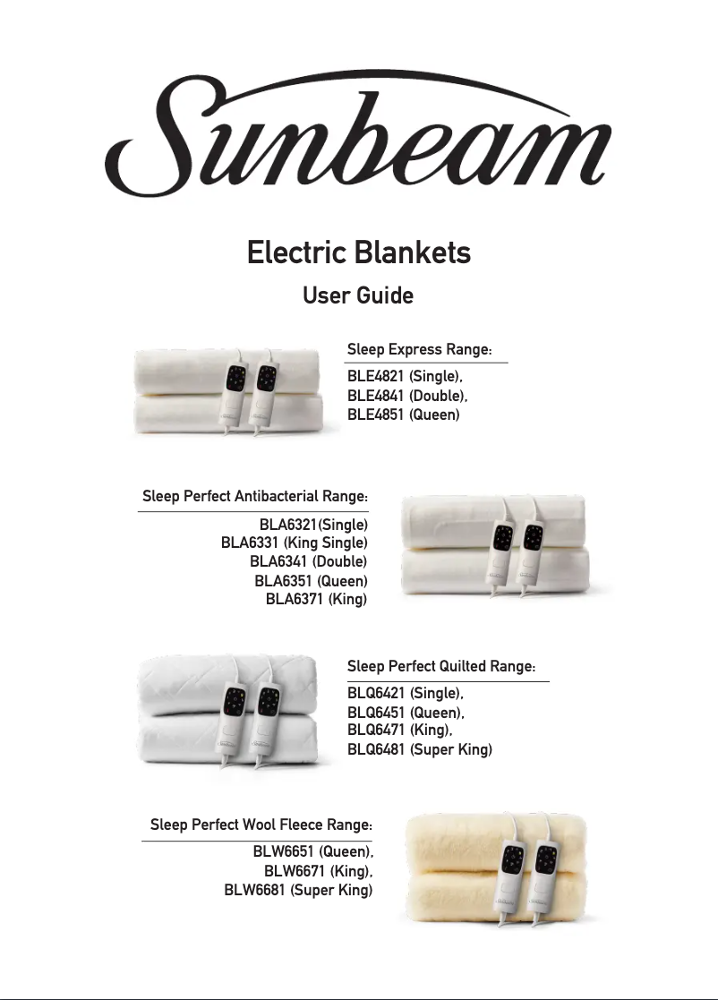 Page 1 de la notice Manuel utilisateur Sunbeam Sleep Express BLE4851