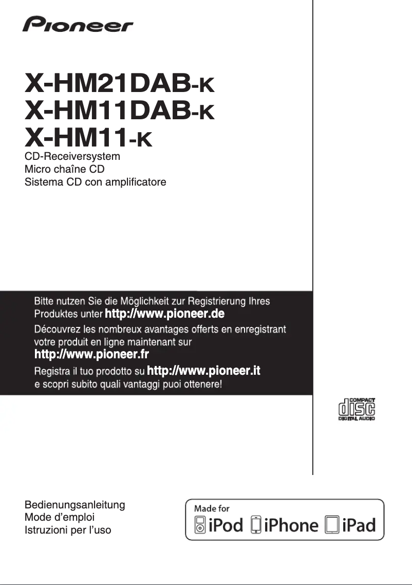 Page n°1 - Manuel utilisateur Pioneer X-HM11DAB-K