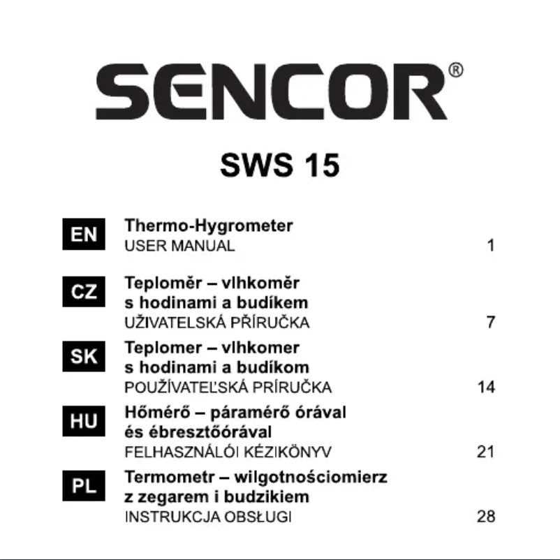 Imagen de la primera página del manual del dispositivo SWS 15 RD