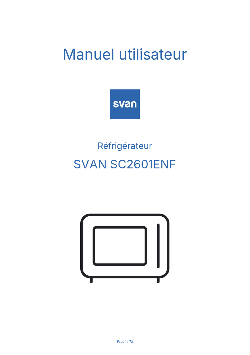 Page n°1 - Manuel utilisateur SVAN SC2601ENF