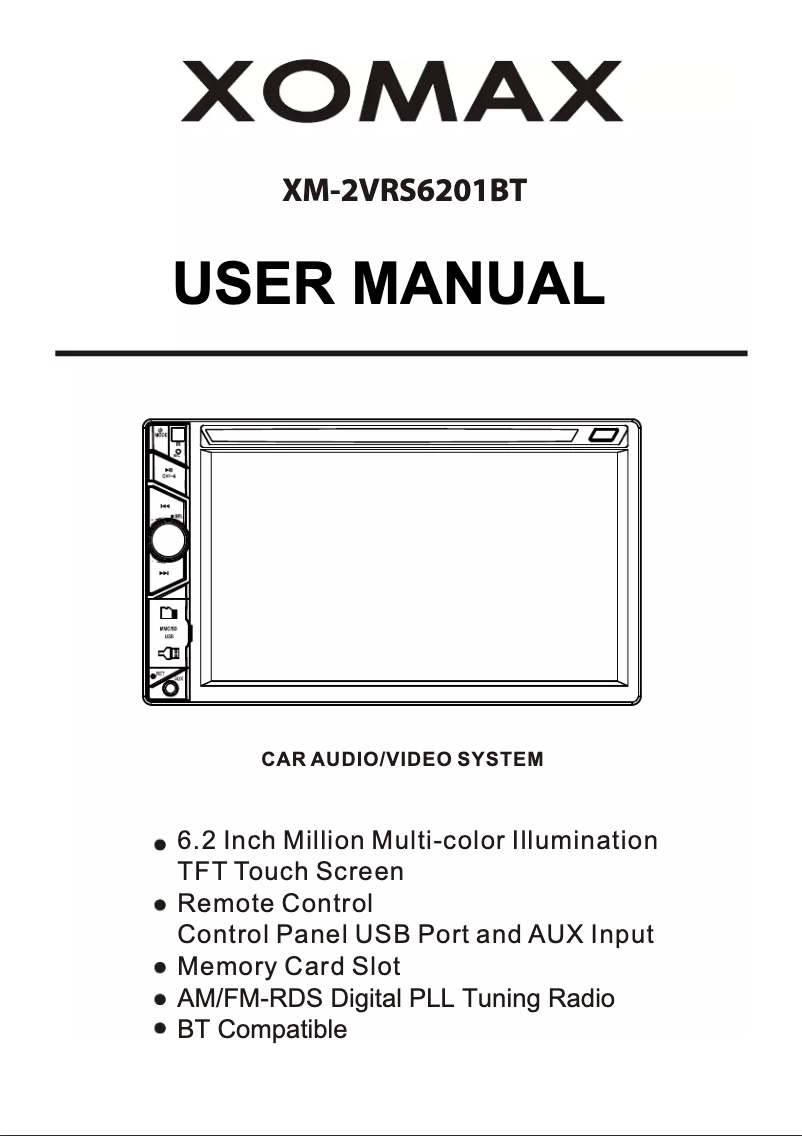 Page 1 de la notice Manuel utilisateur Xomax XM-2VRSU6201BT