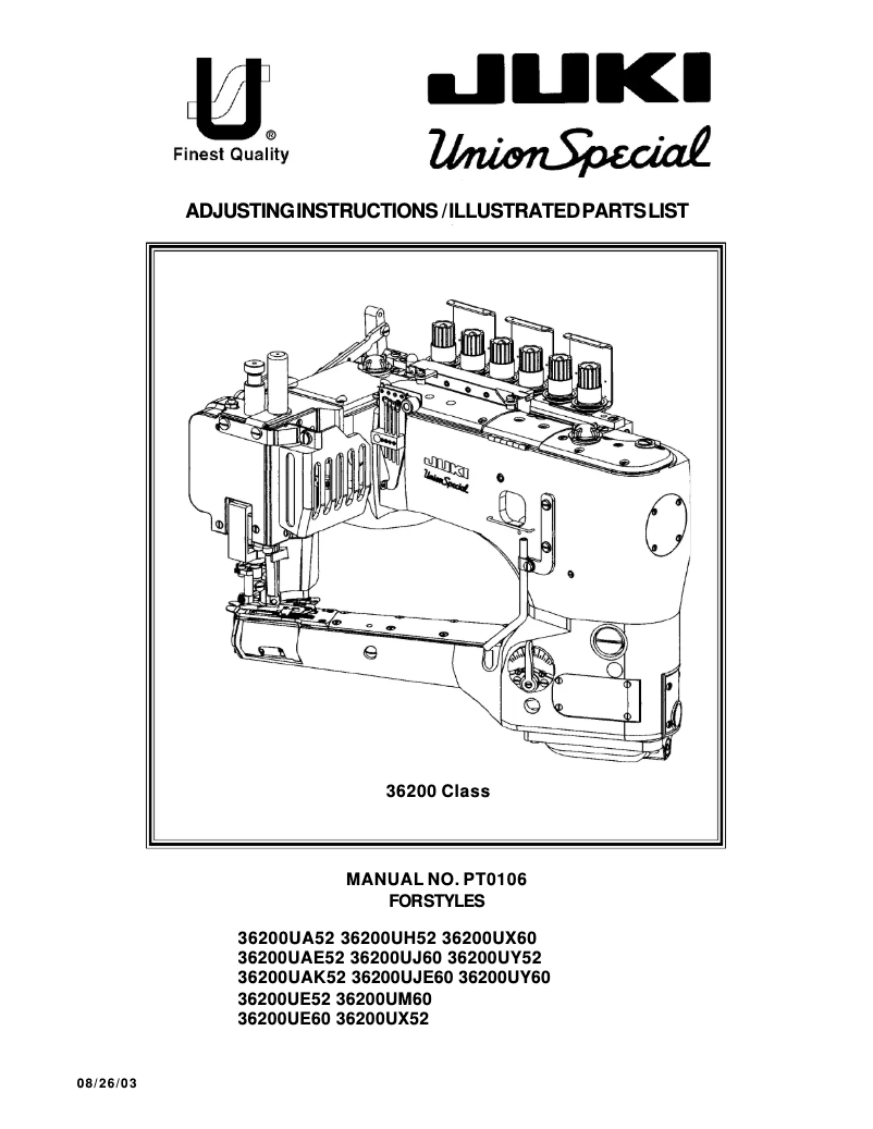 Page n°1 - Manuel utilisateur Union Special 36200UM60
