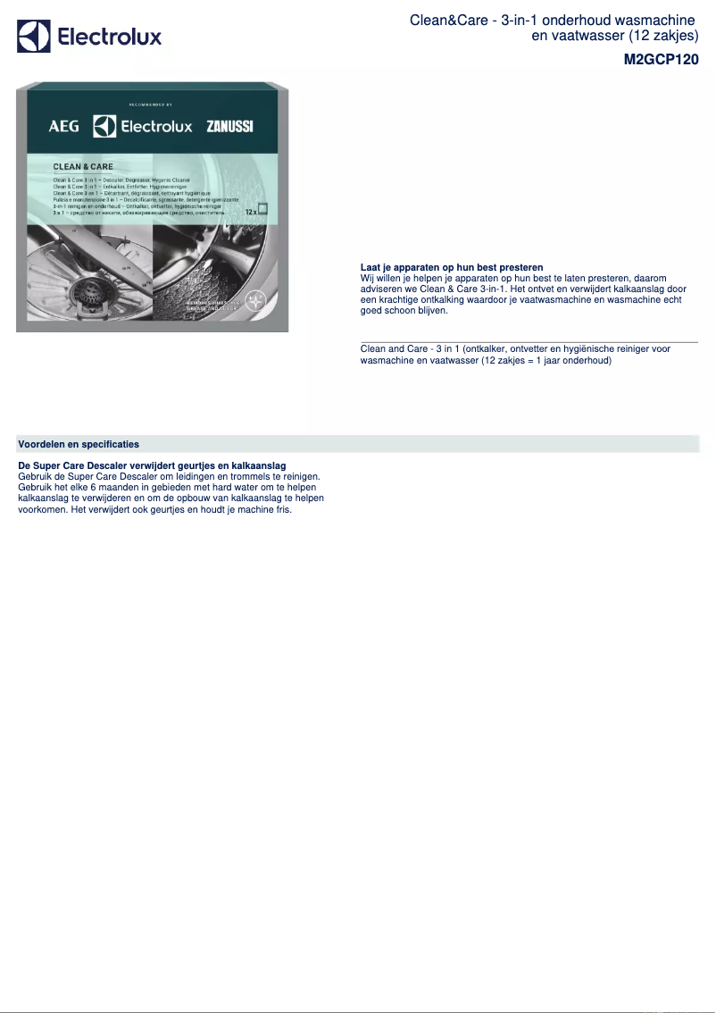 Page n°1 - Fiche technique Zanussi M2GCP120