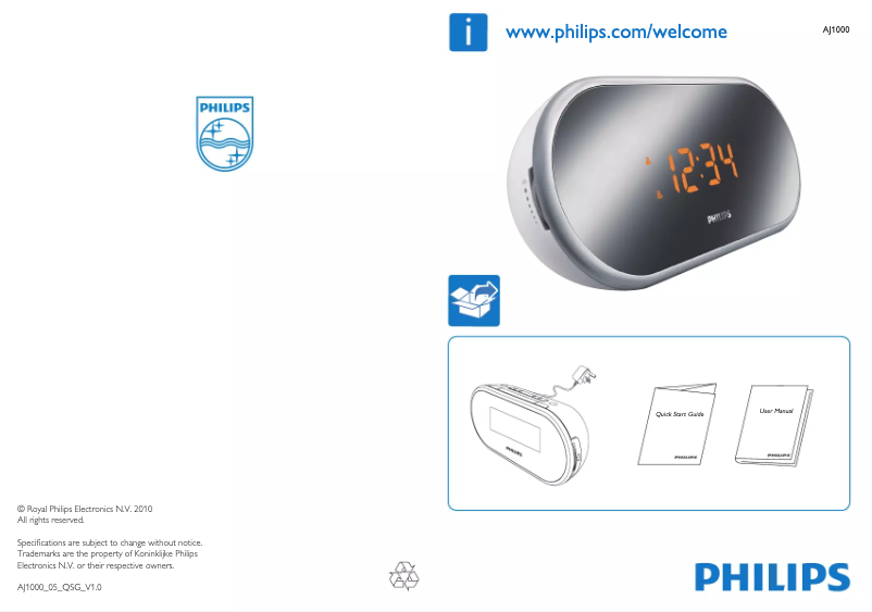 Page 1 de la notice Guide de démarrage rapide Philips AJ1000