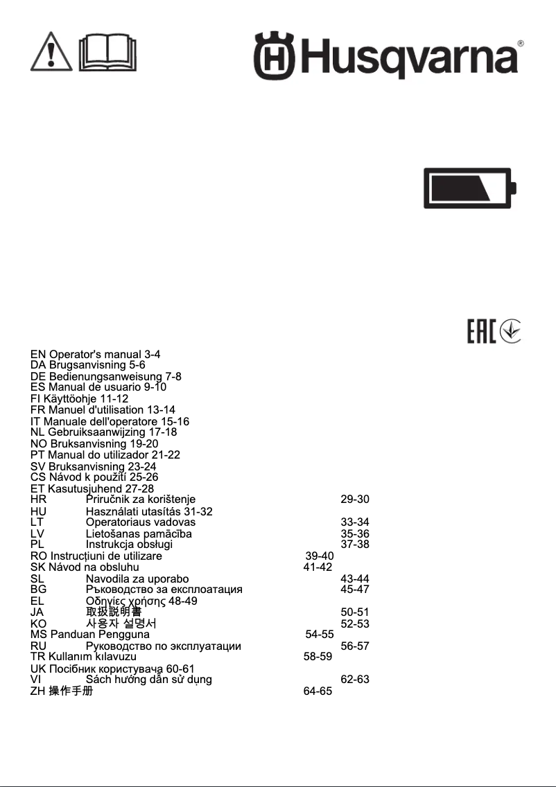 Page n°1 - Manuel utilisateur Husqvarna 120iTK4-PH