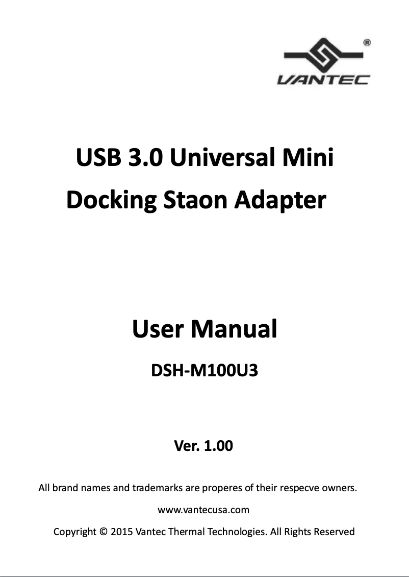 Image de la première page du manuel de l'appareil DSH-M100U3