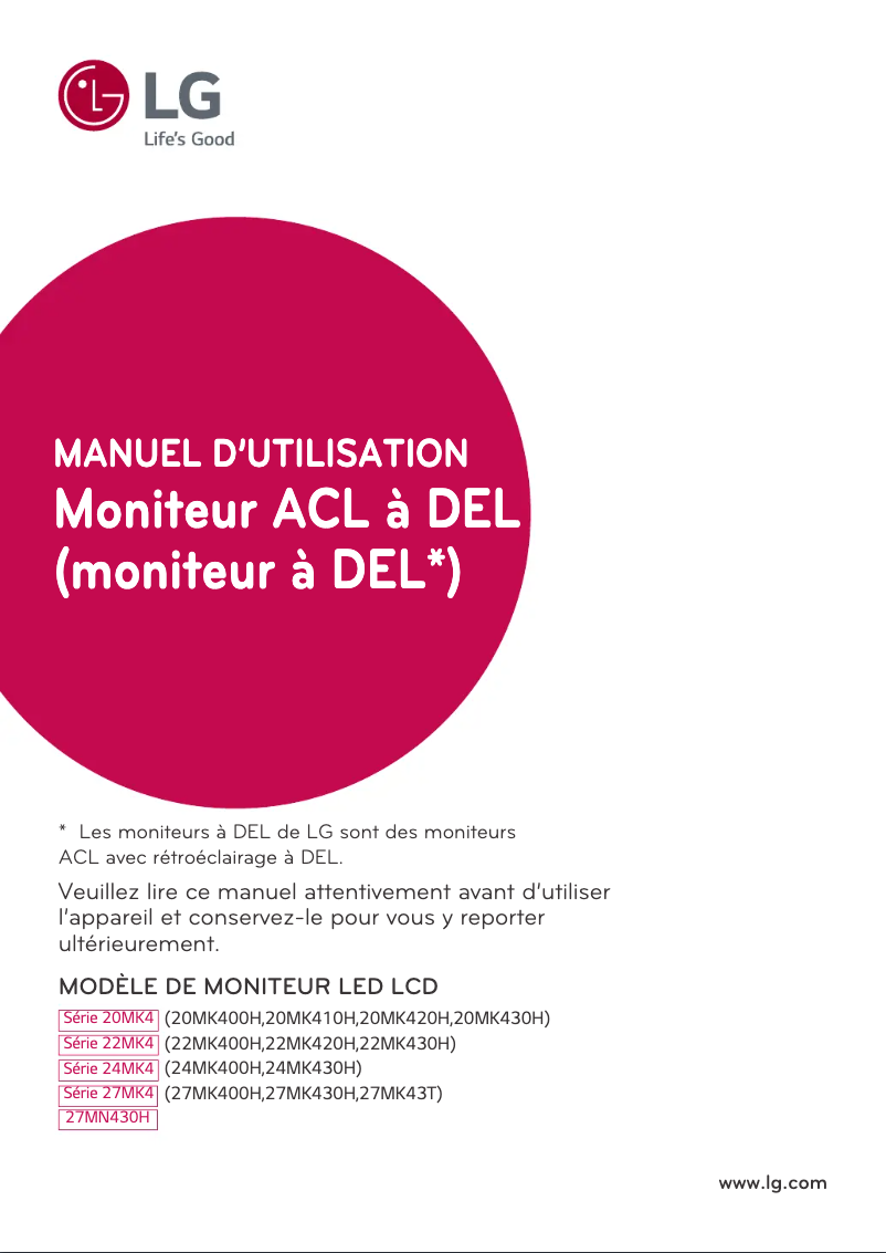 Image de la première page du manuel de l'appareil 27MK430H-B