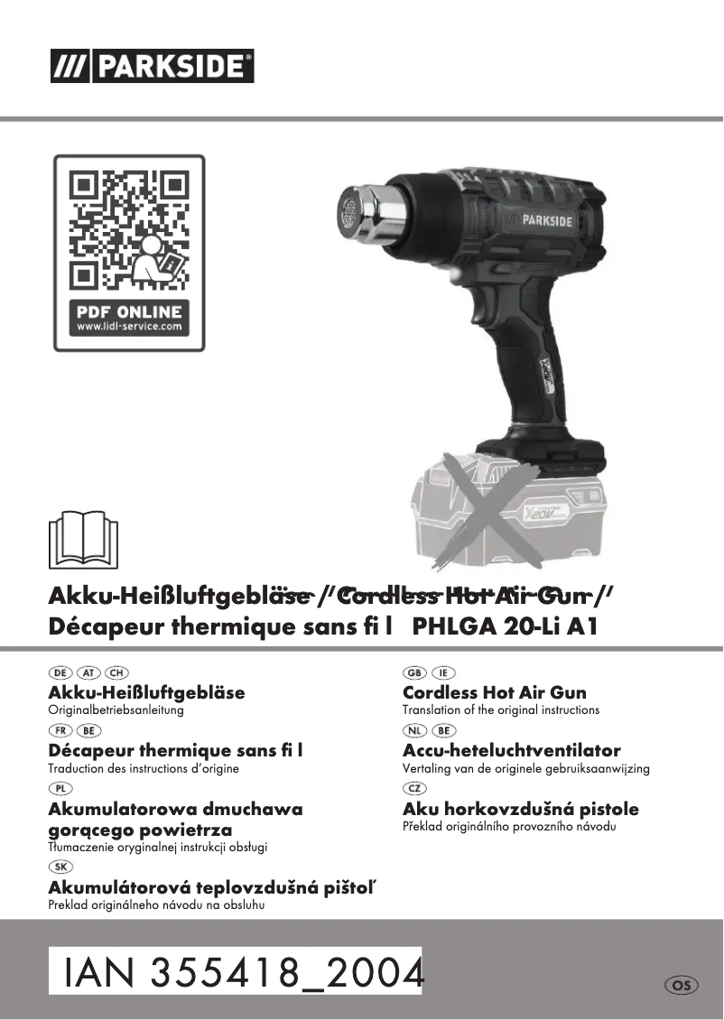 Page 1 de la notice Manuel utilisateur Parkside PHLGA 20-Li A1