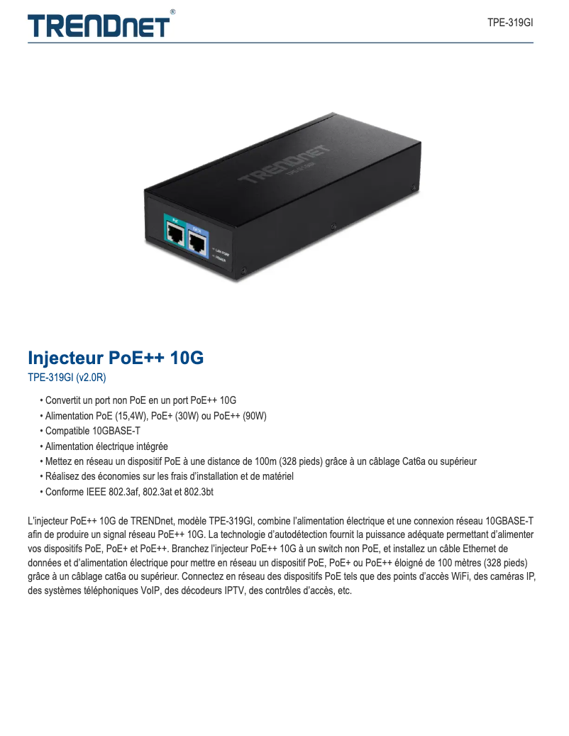 Page n°1 - Fiche technique TRENDnet TPE-319GI