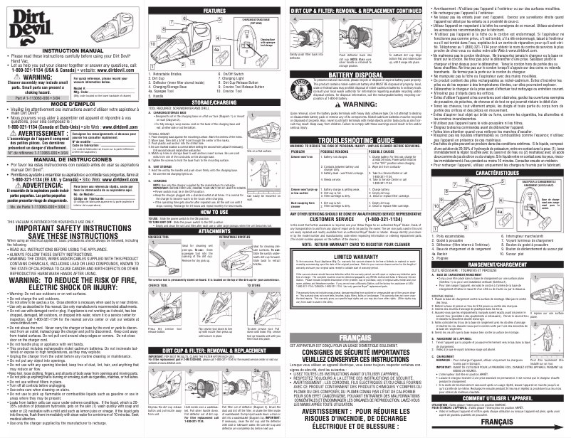 Page n°1 - Manuel utilisateur Dirt Devil Extreme Power M0944