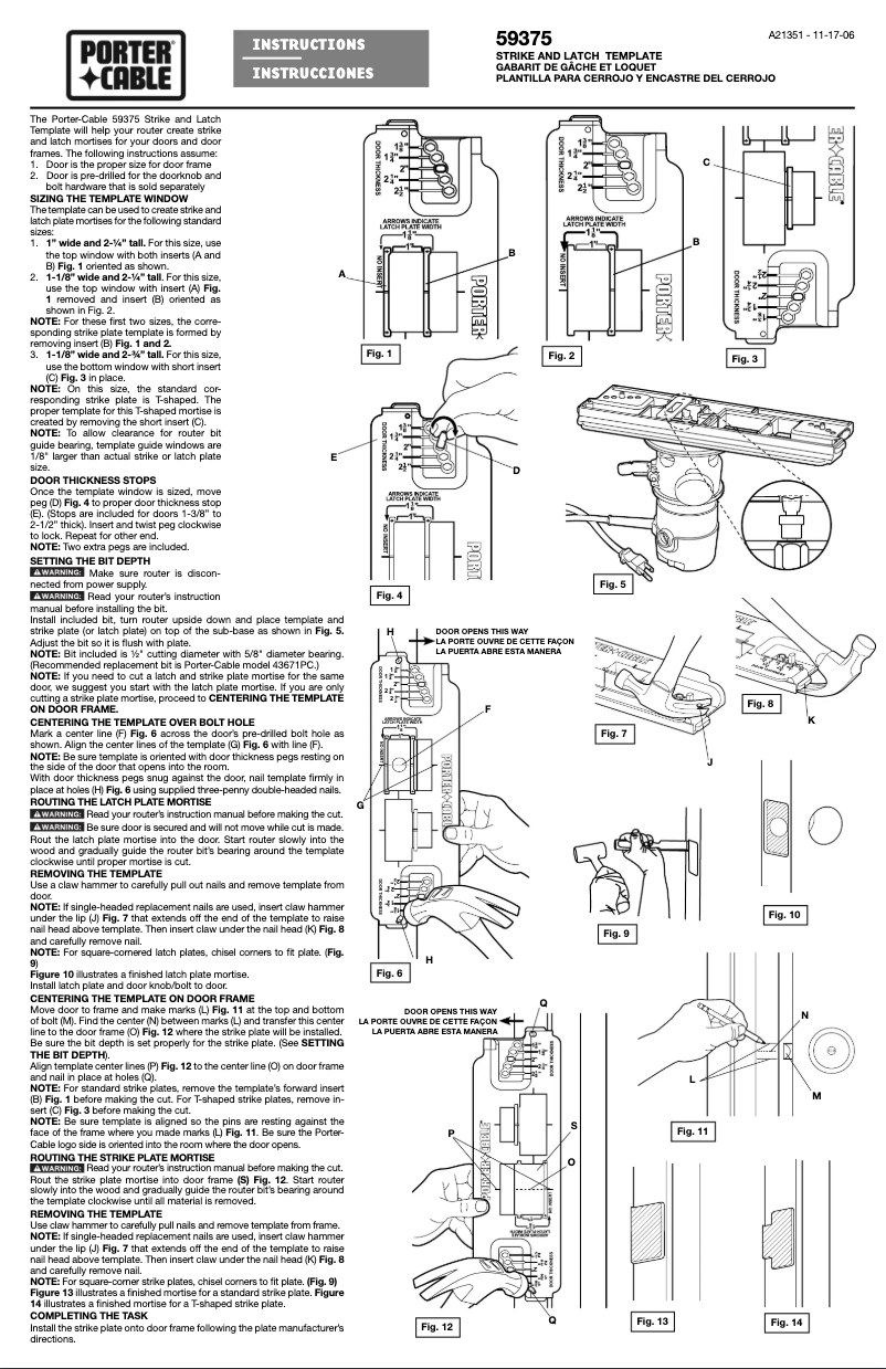 Page 1 de la notice Manuel utilisateur Porter-Cable 59375