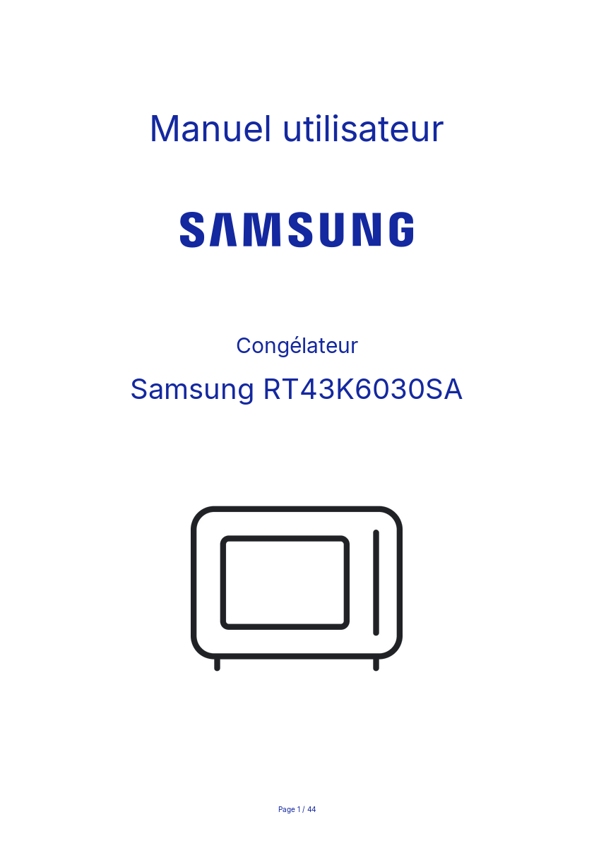Image de la première page du manuel de l'appareil RT43K6030SA