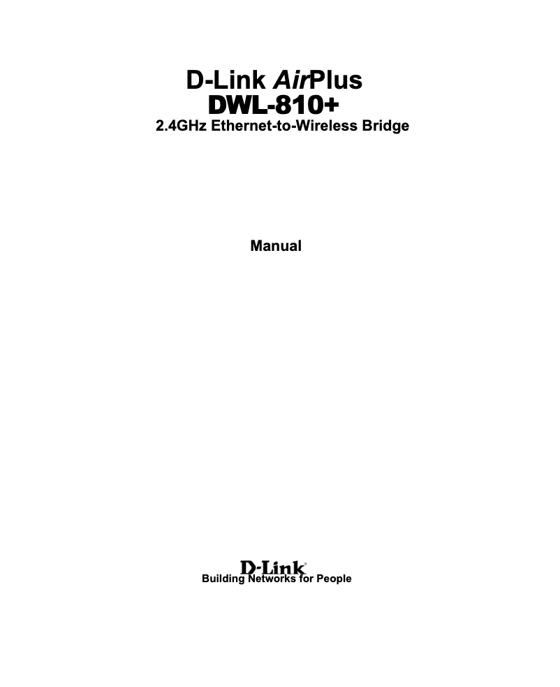 Page n°1 - Manuel utilisateur D-Link AirPlus DWL-810+