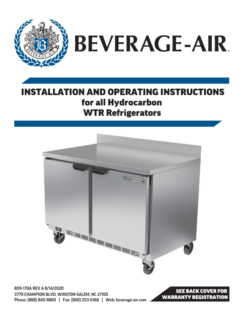 Page 1 de la notice Manuel utilisateur Beverage-Air WTFD60AHC-2