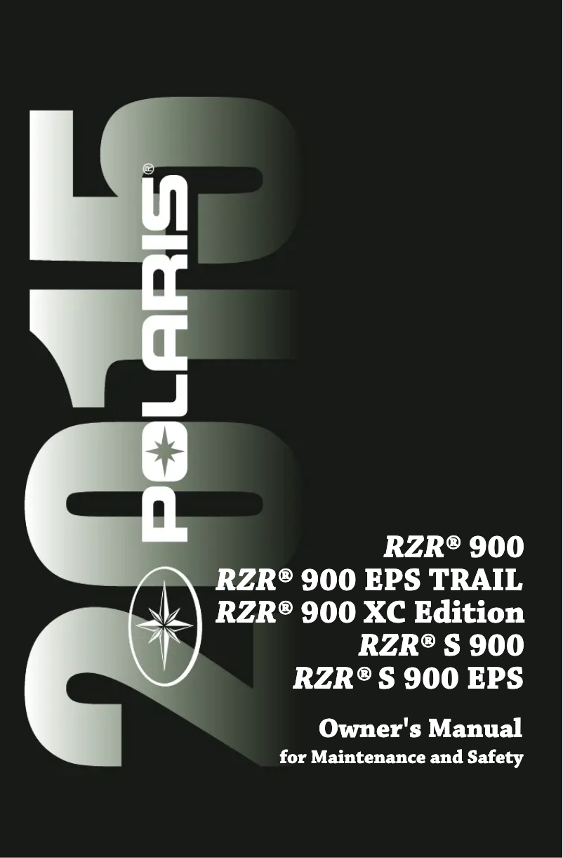 Image de la première page du manuel de l'appareil RZR 900 EPS (2015)