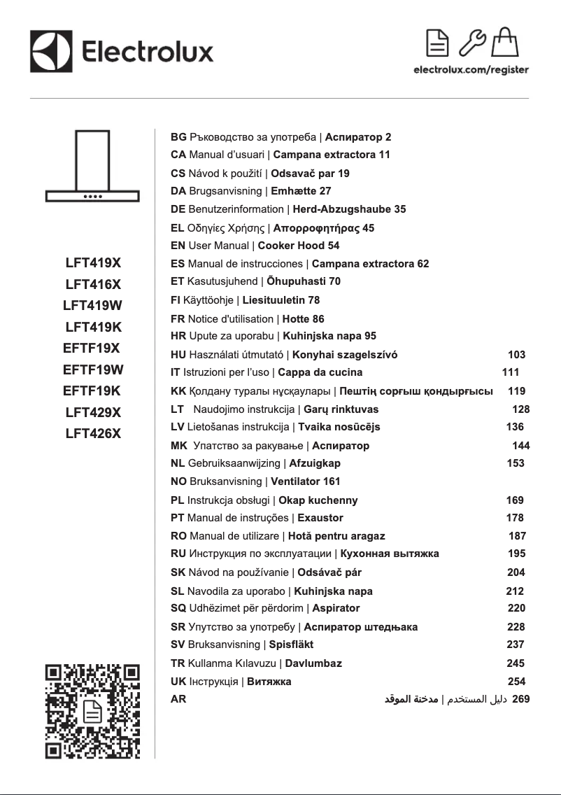 Page 1 de la notice Manuel utilisateur Electrolux LFT416X