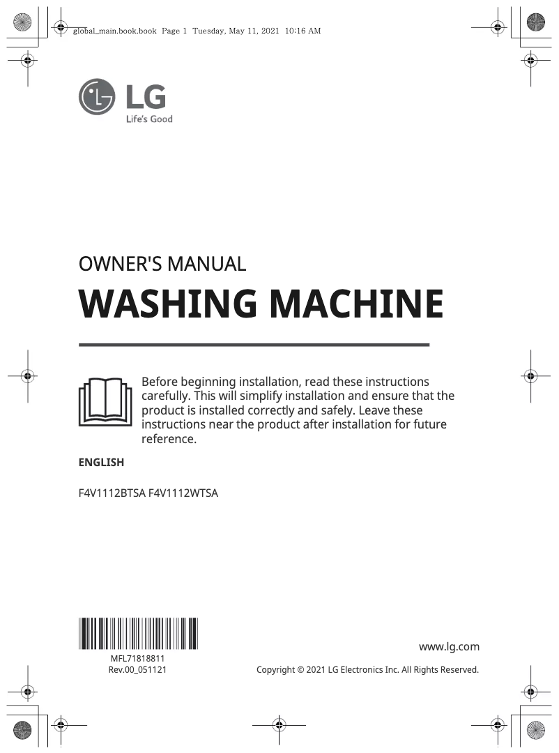 Page n°1 - Manuel utilisateur LG F4V1112BTSA