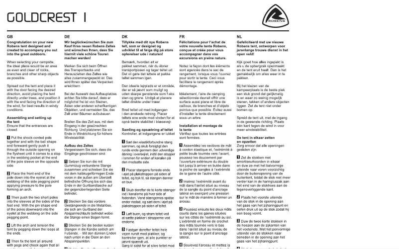 Page n°1 - Manuel utilisateur Robens Goldcrest 1