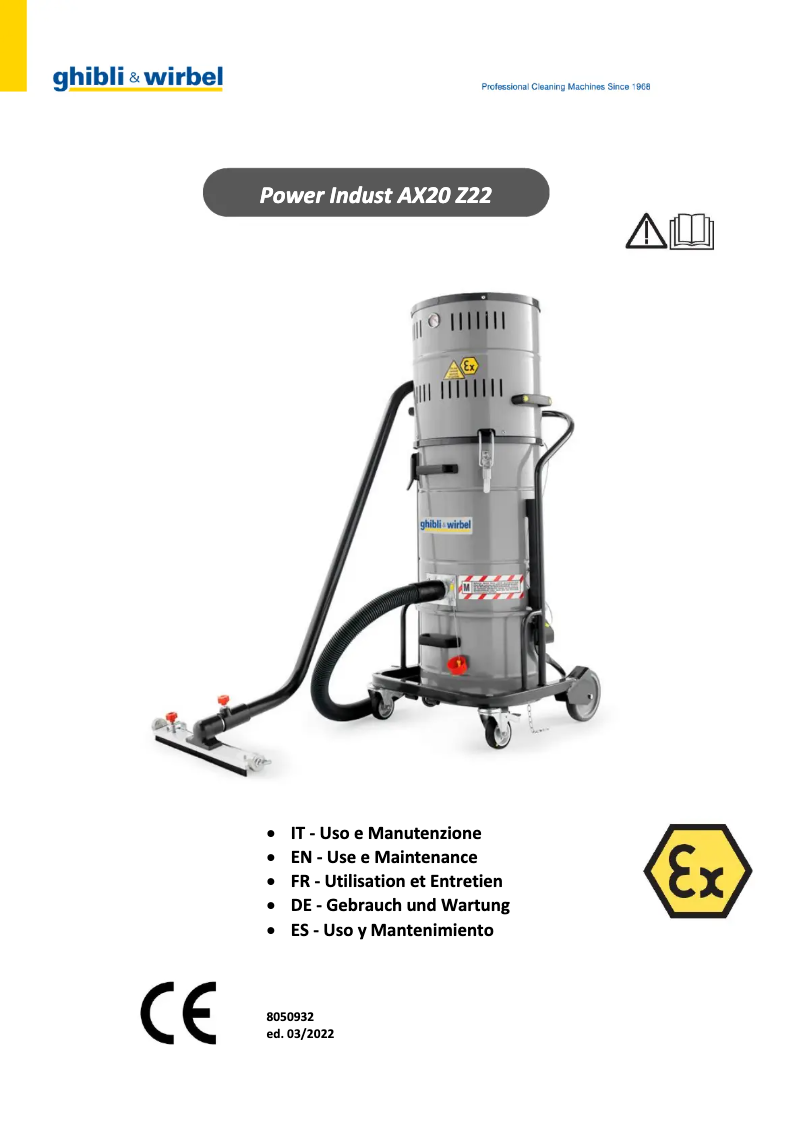 Page 1 de la notice Manuel d'utilisation et d'entretien Ghibli & Wirbel Power Indust AX 20 Z22