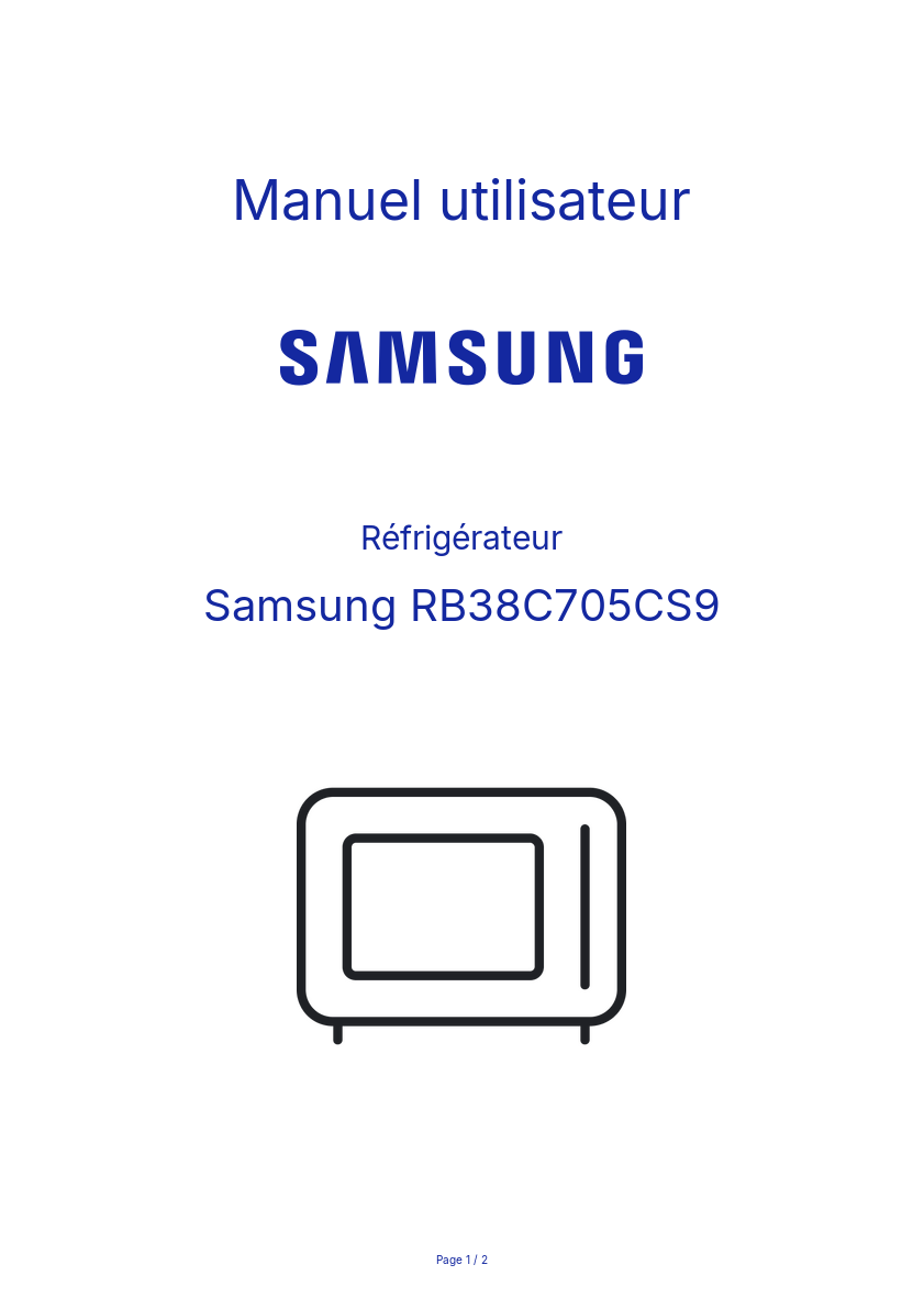 Image de la première page du manuel de l'appareil RB38C705CS9