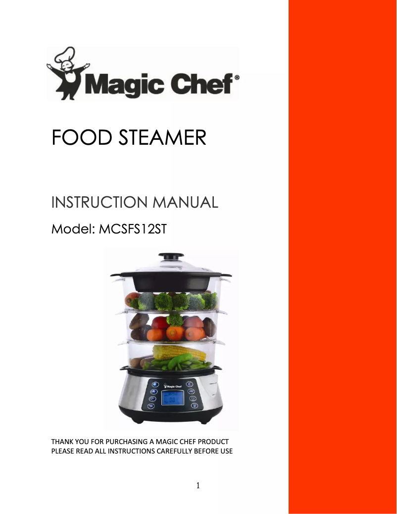 Page 1 de la notice Manuel utilisateur Magic Chef MCSFS12ST