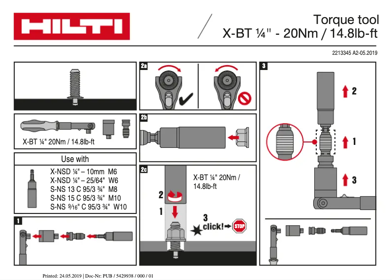 Page 1 de la notice Instructions / montage Hilti X-BT-MR M6
