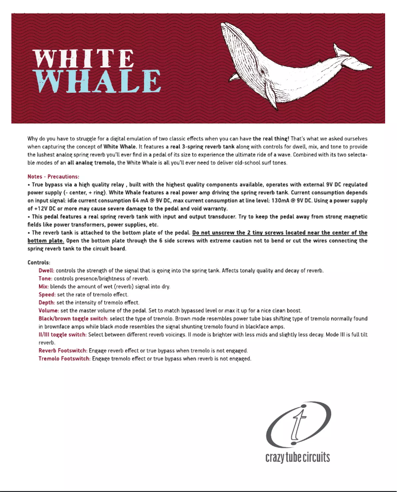 Image de la première page du manuel de l'appareil White Whale