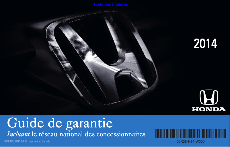 Image de la première page du manuel de l'appareil Ridgeline (2014)