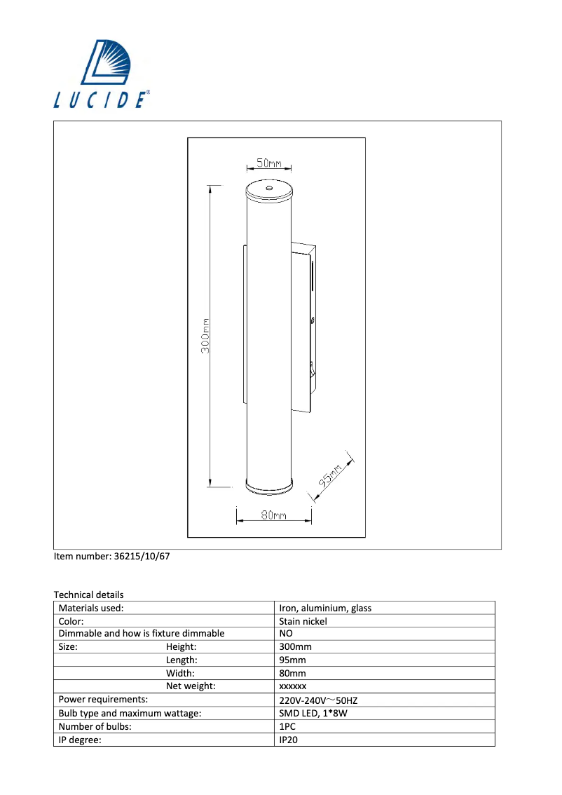 Page n°1 - Manuel utilisateur Lucide Granel 36215/10/67