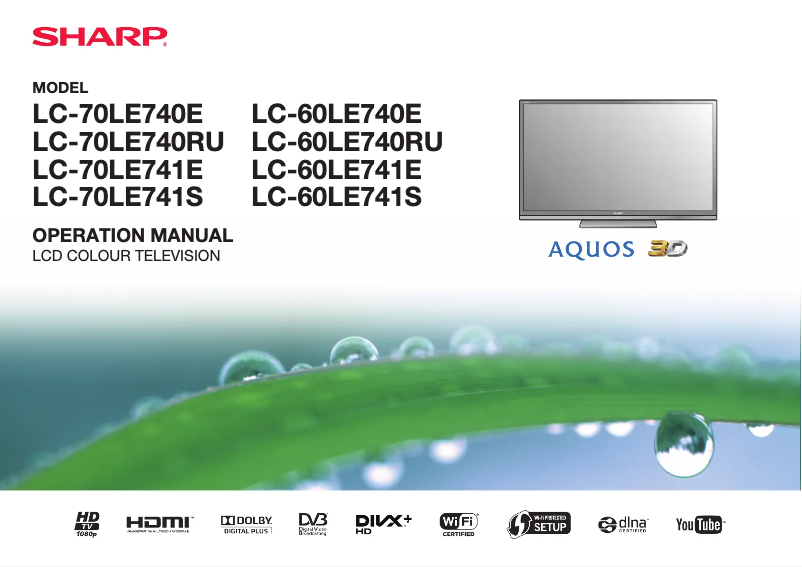 Page n°1 - Manuel utilisateur Sharp LC70LE741E