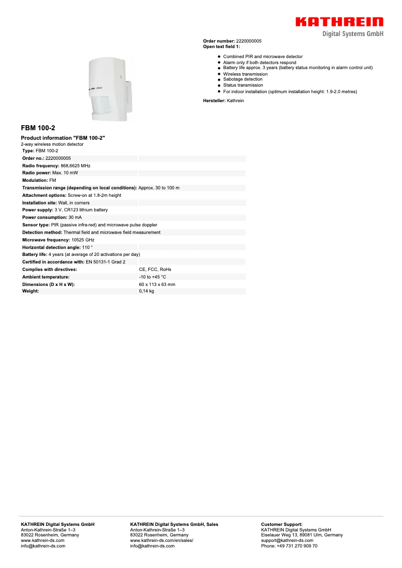 Image de la première page du manuel de l'appareil FBM 100-2