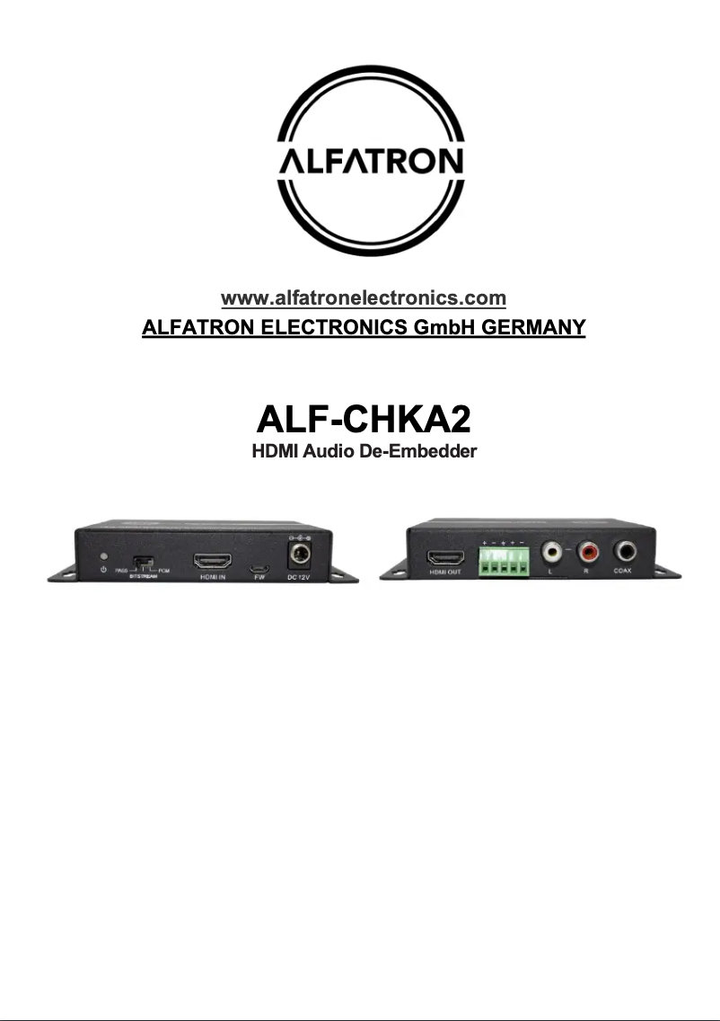 Page n°1 - Manuel utilisateur Alfatron ALF-CHKA2