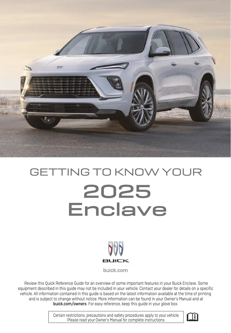 Página 1 del manual Guía de inicio rápido Buick Enclave (2025)
