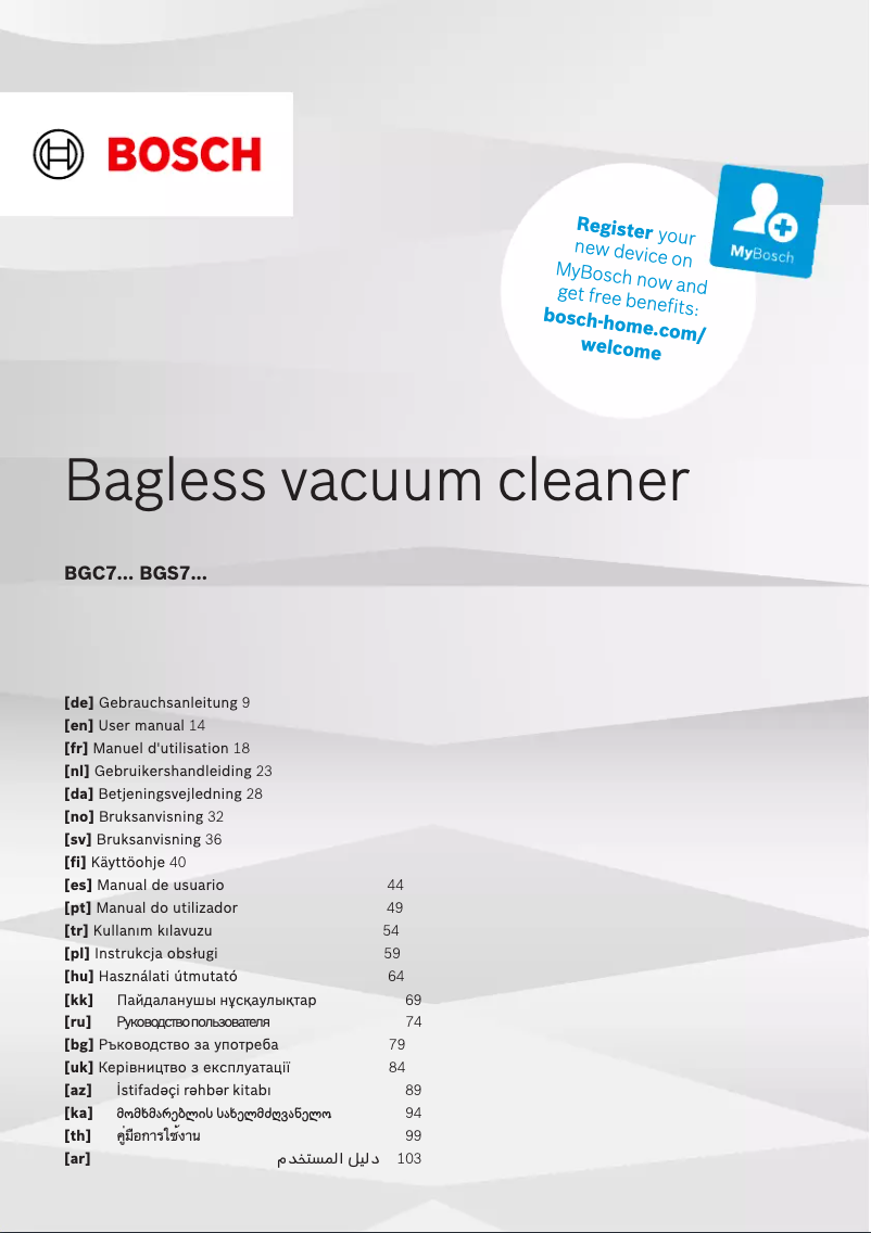 Page 1 of the manual User Manual Bosch BGS7POW1