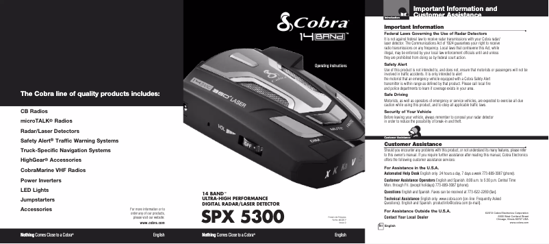 Page n°1 - Manuel utilisateur Cobra SPX 5300