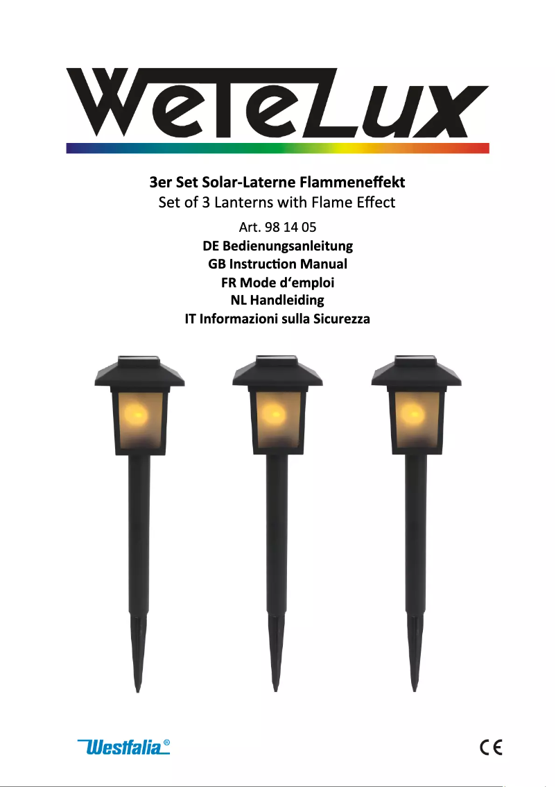 Page 1 de la notice Manuel utilisateur Wetelux 981405