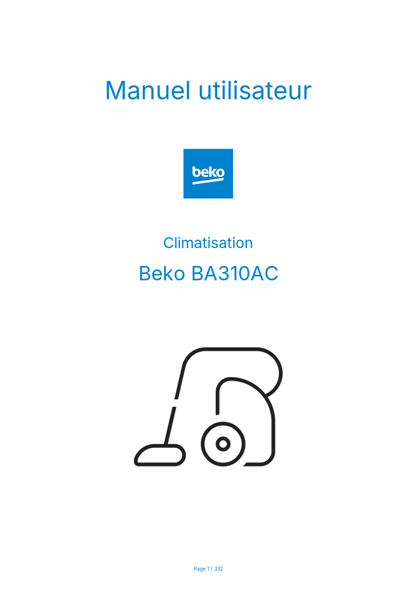 Page n°1 - Manuel utilisateur Beko BA310AC
