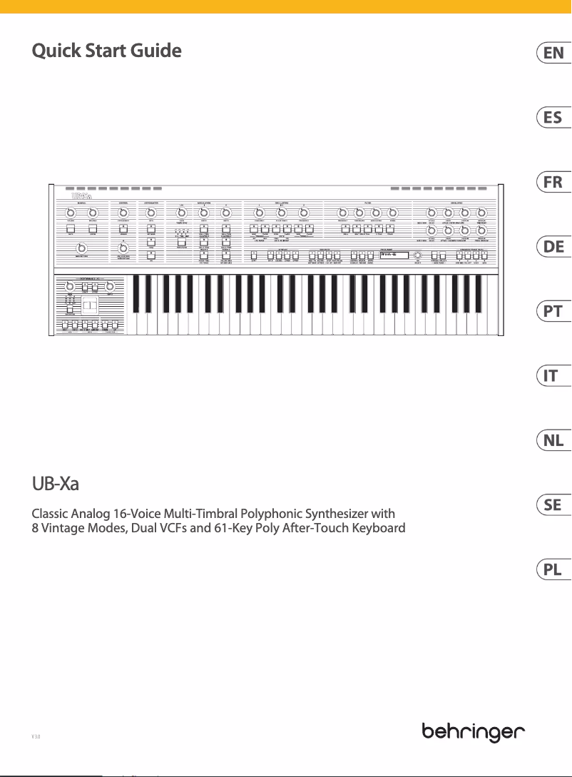 Page n°1 - Guide de démarrage rapide Behringer UB-Xa