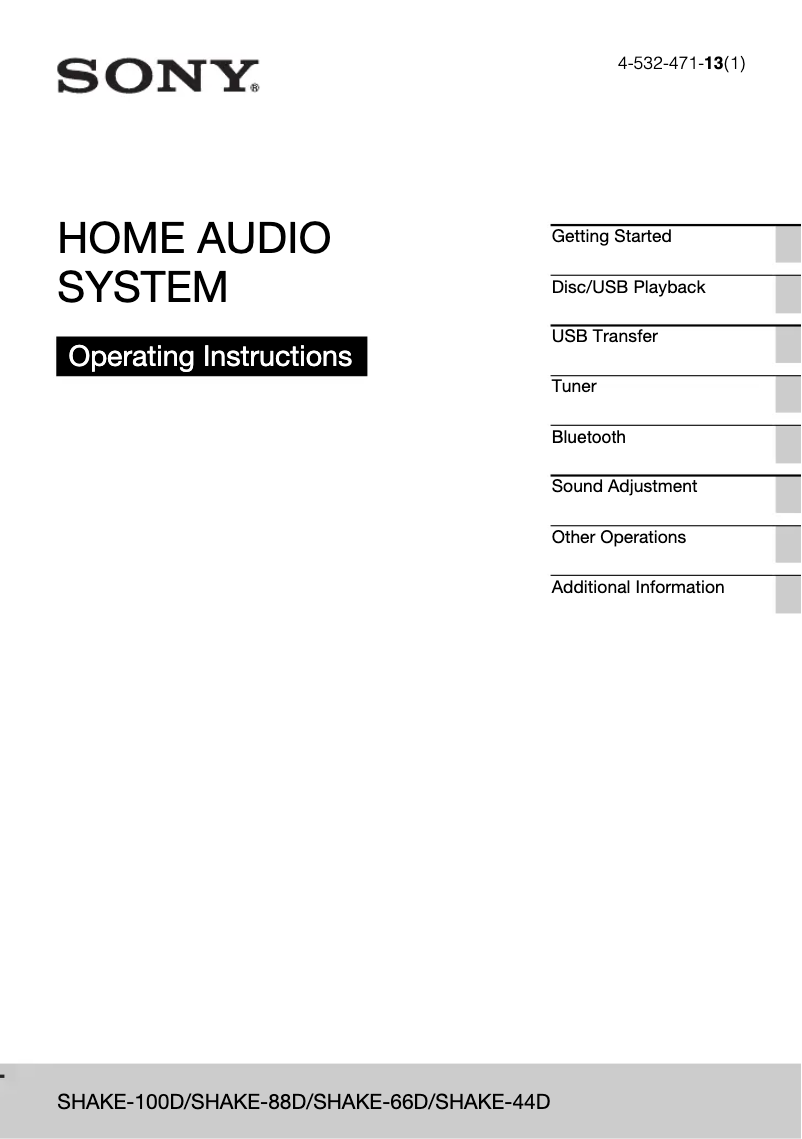 Page 1 de la notice Manuel utilisateur Sony SHAKE-44D