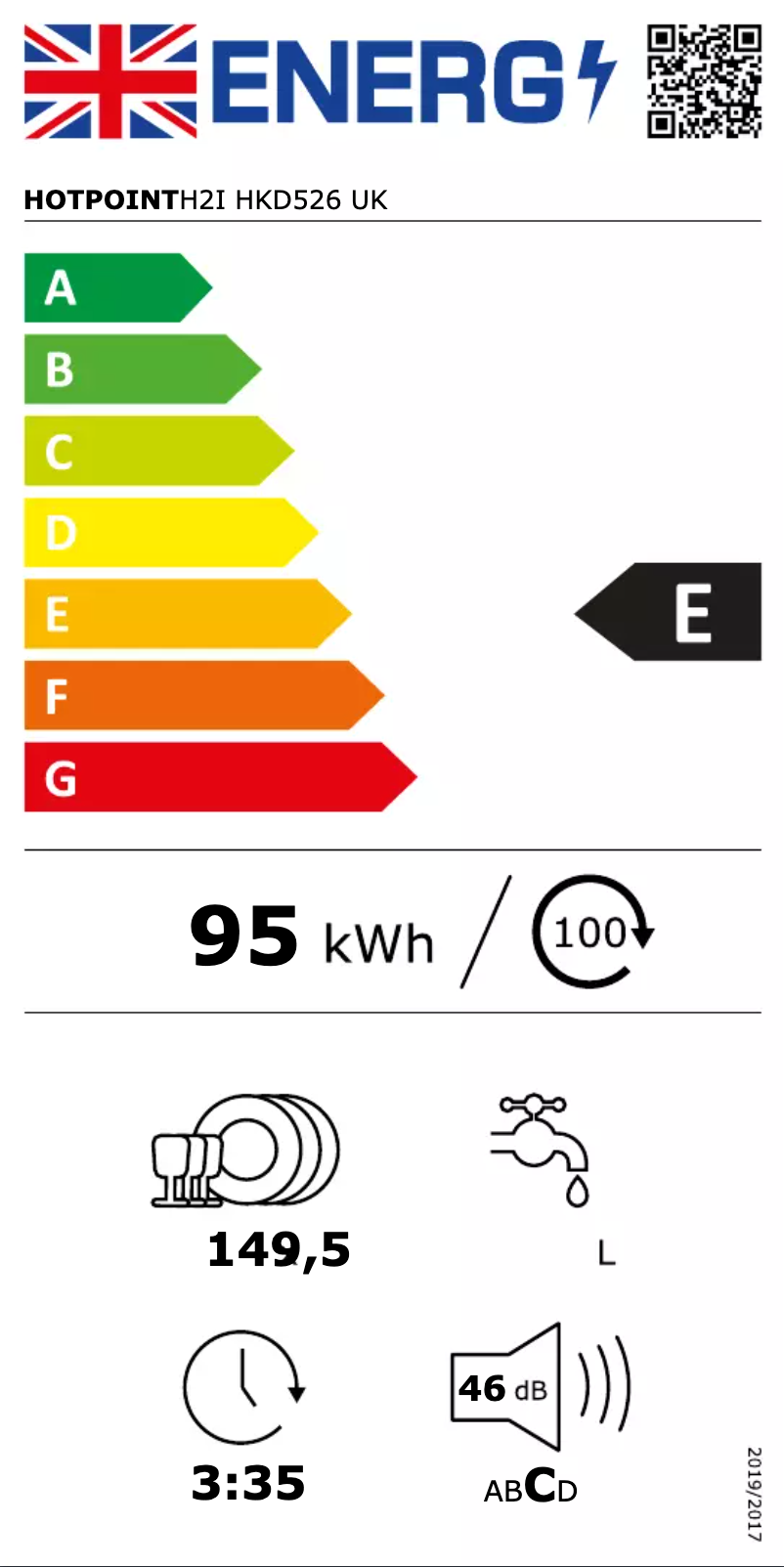 Page n°1 - Label énergétique Hotpoint H2I HKD526 UK
