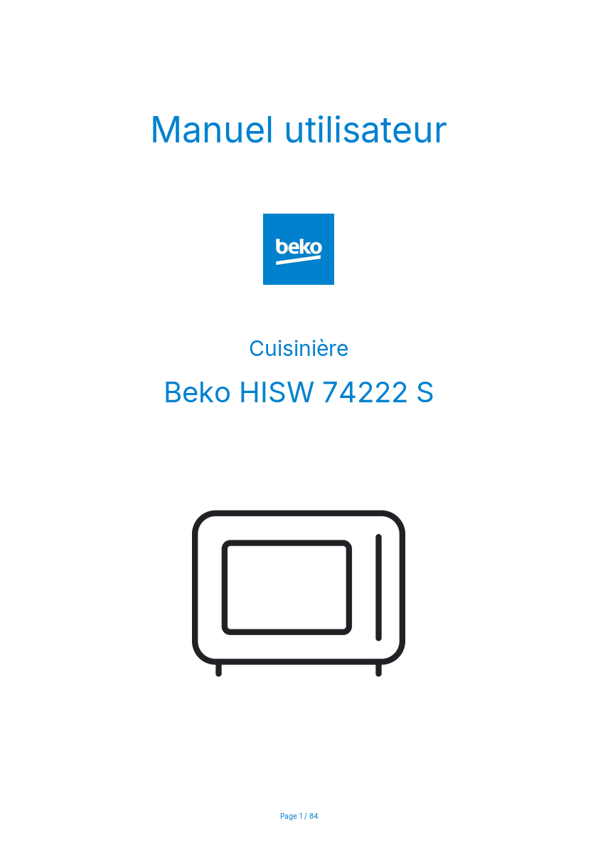 Image de la première page du manuel de l'appareil HISW 74222 S