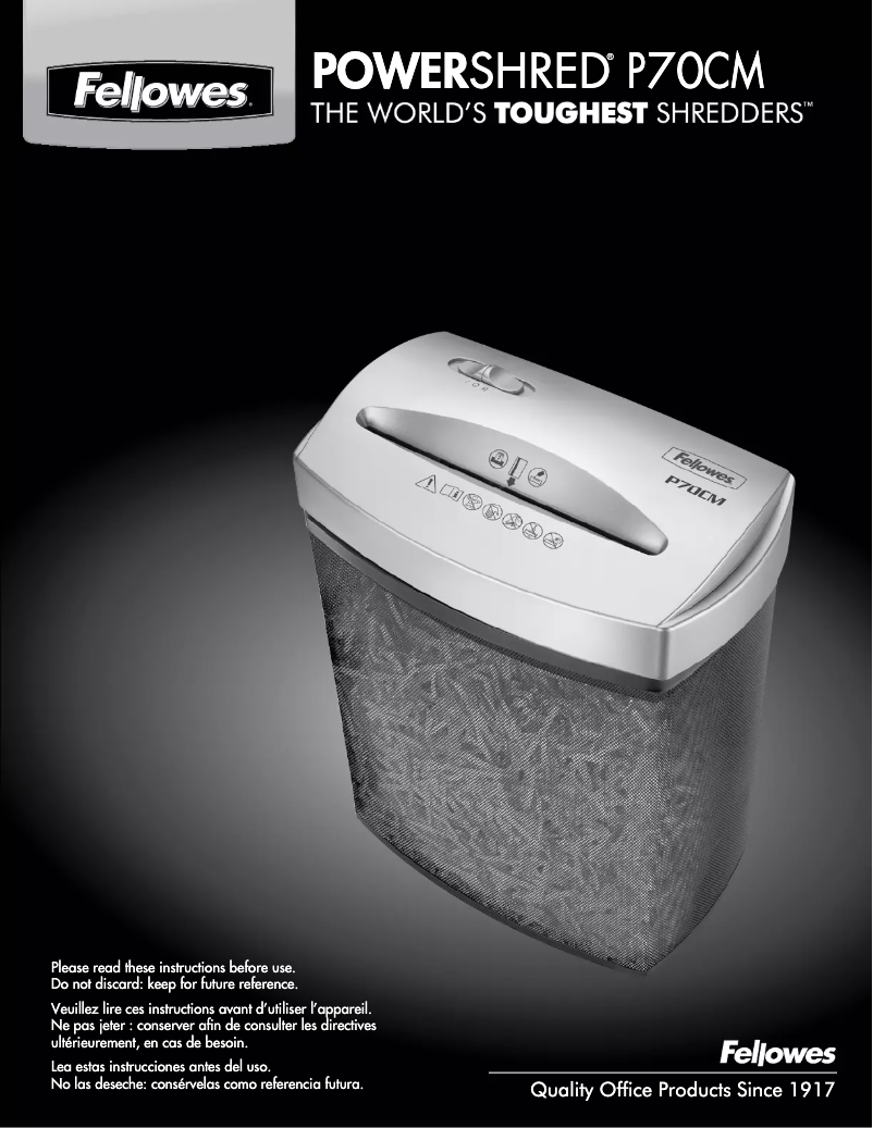 Image de la première page du manuel de l'appareil P70CM Powershred