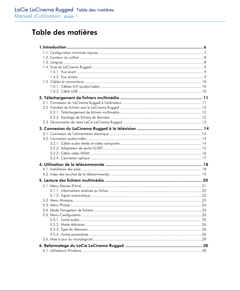 Page n°1 - Manuel utilisateur LaCie LaCinema Rugged 