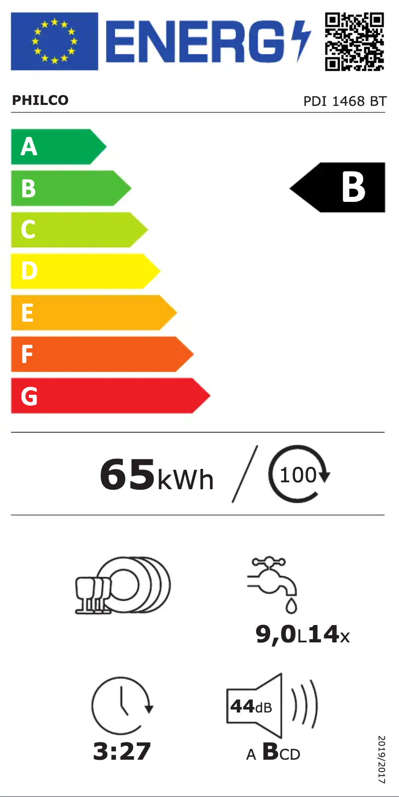 Page n°1 - Label énergétique Philco PDI 1468 BT