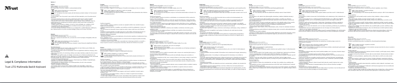 Page 1 de la notice Manuel utilisateur Trust LITO Multimedia Backlit Keyboard