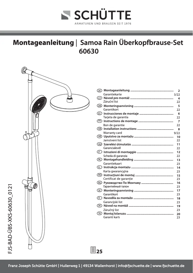 Page n°1 - Manuel utilisateur Schütte Samoa Rain 60630