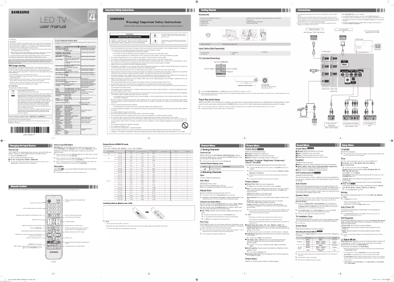 Page 1 de la notice Manuel utilisateur Samsung UA43N5010AR