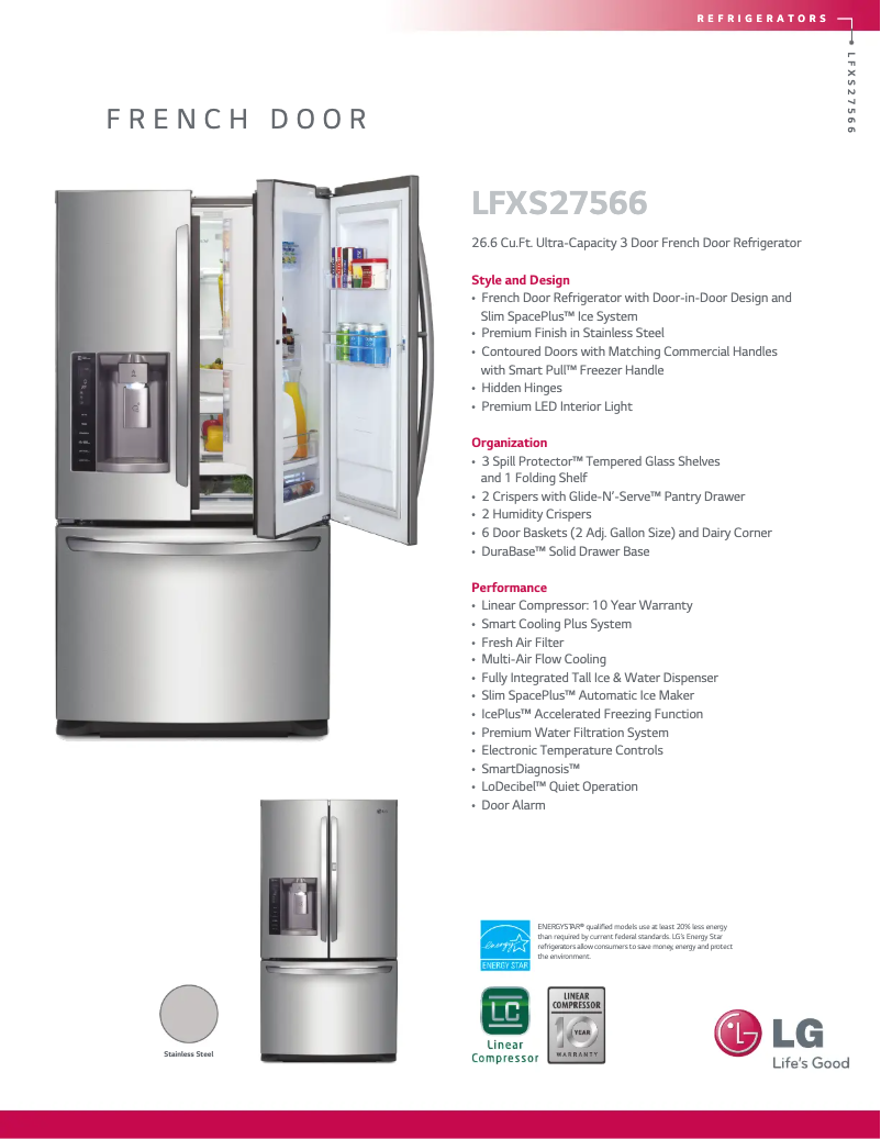 Página 1 del manual Ficha técnica LG LFXS27566S